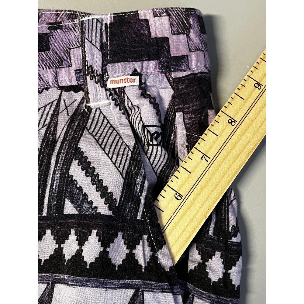 Munster Pants Youth 6 Black‎ White Purple Aztec Tribal Print Joggers Elastic - Picture 9 of 11
